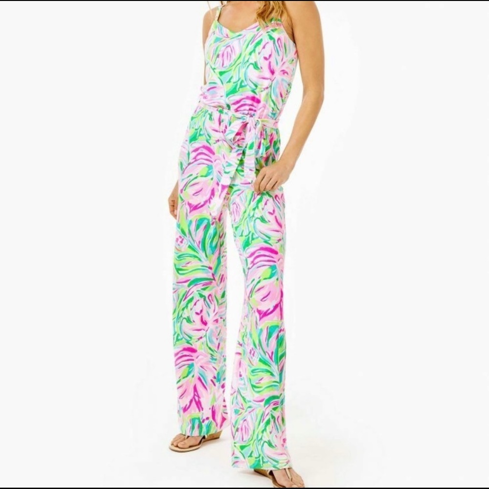 Lilly Pulitzer Arabelle tie belt wide leg jumpsuit